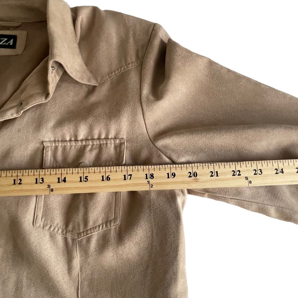 Aziza Vintage Size Large Faux Suede Tan Shacket Button Up Jacket - Picture 7 of 8